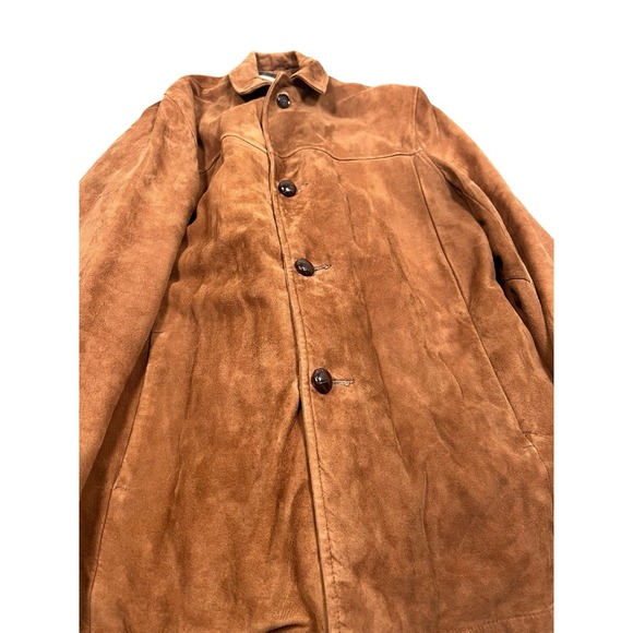 Vintage 50 60s Bambergers Suede Fur-Lined Jacket Coat Western Ranch 38R - Picture 2 of 9
